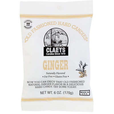 CLAEY'S OLD FASHIONED HARD CANDIES GINGER 6 OZ PEG BAG