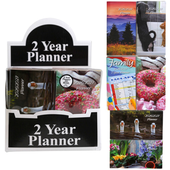 PLANNER 2026/2027 6.75 X 3.75IN 6 ASST W/ PVC COVER / 72PC COUNTER DISPLAY