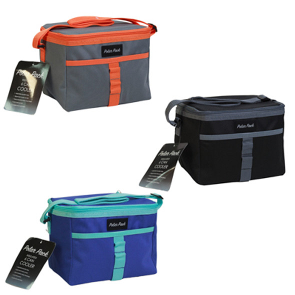 COOLER 6CAN INSULATED 3ASSORTED BLACK, CHARCOAL, ROYAL BLUE