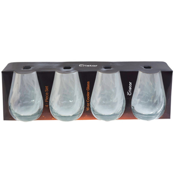 COOLER GLASS 16OZ 4PC SET GLOSSY SLEEVE FUEGO NADIR CRISTAR