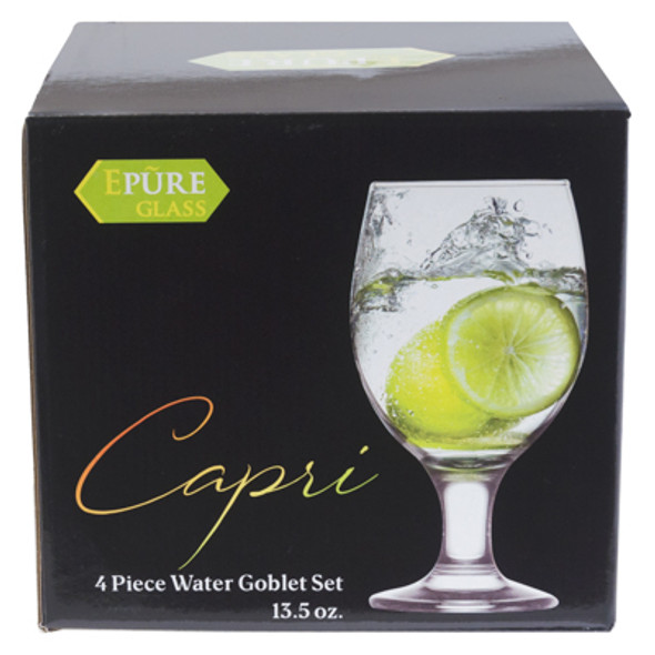 DRINKWARE 4PC SET 13.5OZ WATER GOBLET CAPRI LITHO BOXED DRINKWARE 4PC SET 13.5OZ WATER GOBLET CAPRI LITHO BOXED