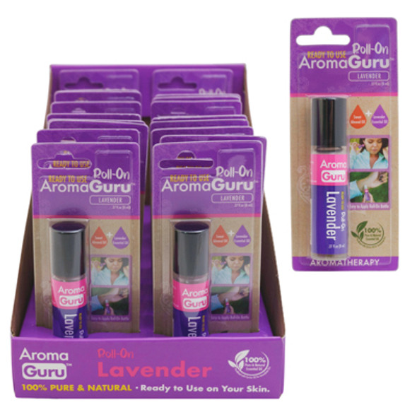 LAVENDER ESSENTIAL OIL 8ML ROLL-ON 18PC PDQ DISPLAY AROMAGURU LAVENDER ESSENTIAL OIL 8ML ROLL-ON 18PC PDQ DISPLAY AROMAGURU