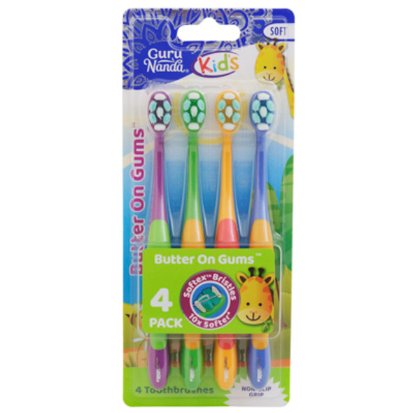 TOOTHBRUSHES 4CT KIDS BUTTER SOFT CARDED GURUNANDA TOOTHBRUSHES 4CT KIDS BUTTER SOFT CARDED GURUNANDA