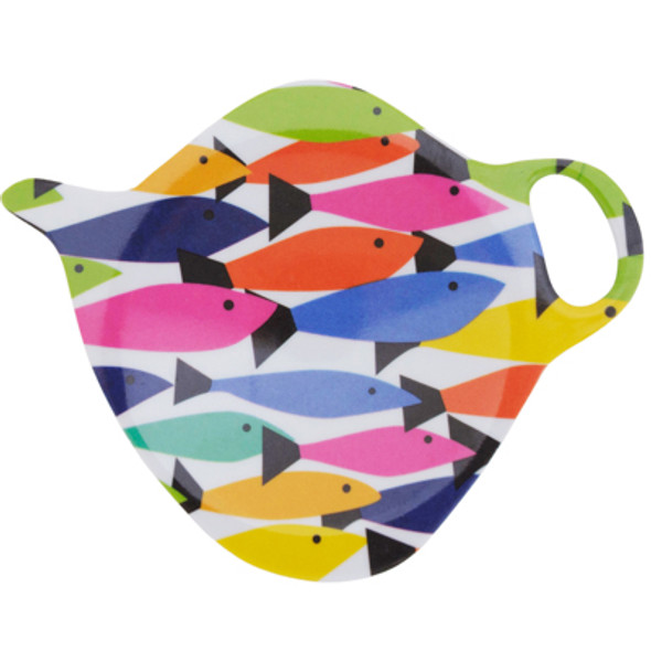 TEA BAG HOLDER 12PC PDQ 4.25X3.25 IN RAINBOW FISH MELAMINE
