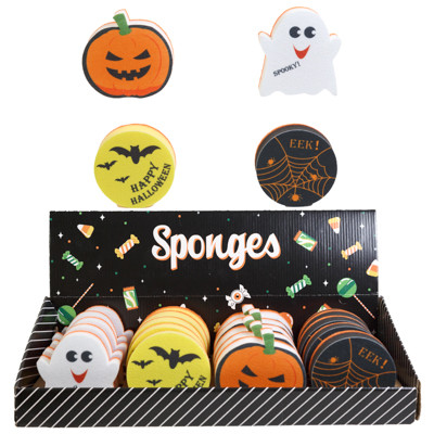 KITCHEN SPONGES HALLOWEEN SHAPES 4 AST /3 LAYER/ 20PC PDQ / HT