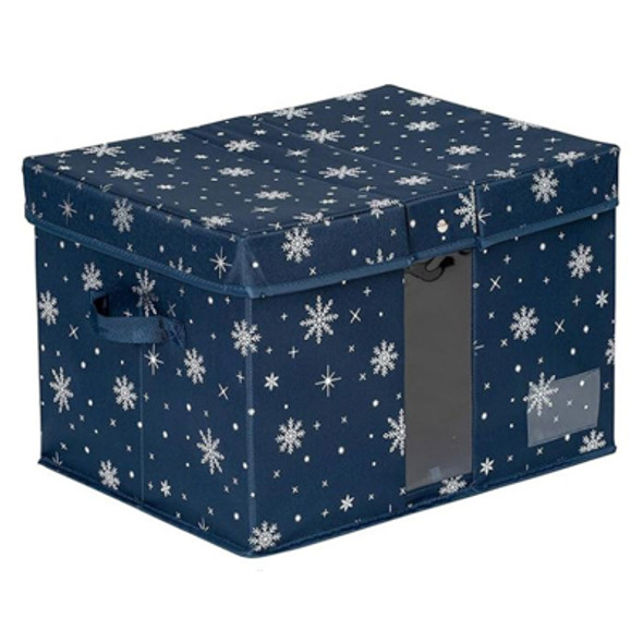 STORAGE BOX 14X18X12 DELUX HOLIDAY BLUE BROWN BOX (10.14)
