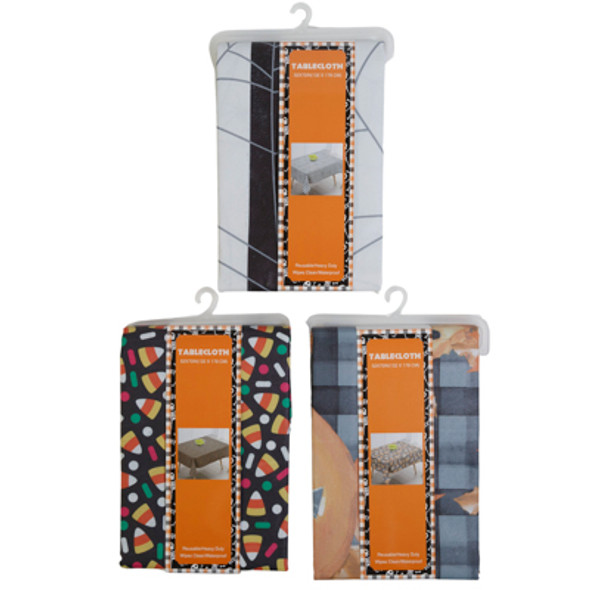 TABLECOVER HALLOWEEN PEVA FLANNELBACK 85GSM 3 PRINTS/ 52X70IN/SLEEVE CARD HANGER TABLECOVER HALLOWEEN PEVA FLANNELBACK 85GSM 3 PRINTS/ 52X70IN/SLEEVE CARD HANGER