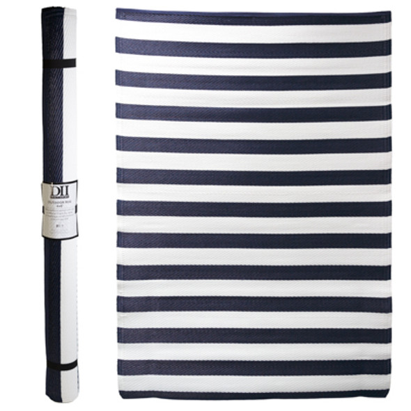 OUTDOOR RUG 4X6 MULTI RUGBY STRIPE NAVY/WHITE WOVEN POLYPROPYLENE REVERSIBLE OUTDOOR RUG 4X6 MULTI RUGBY STRIPE NAVY/WHITE WOVEN POLYPROPYLENE REVERSIBLE