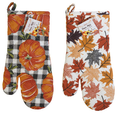 OVEN MITT HARVEST PRINT 2 AST HT/ JHOOK 7x12.5IN
