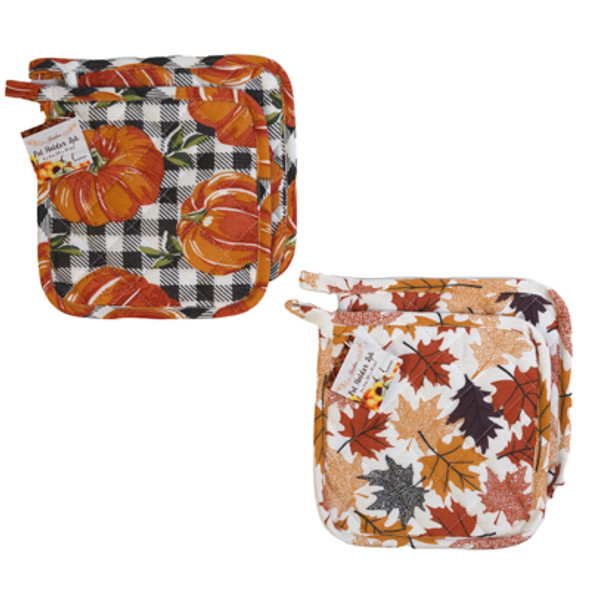 POTHOLDER 2PK HARVEST PRINT 2 AST PRINTS HT/ JHOOK