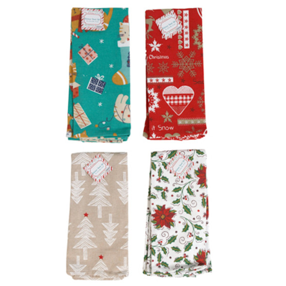 KITCHEN TOWEL 2PK 15X24IN CHRISTMAS 4 AST XMAS HT/ JHOOK