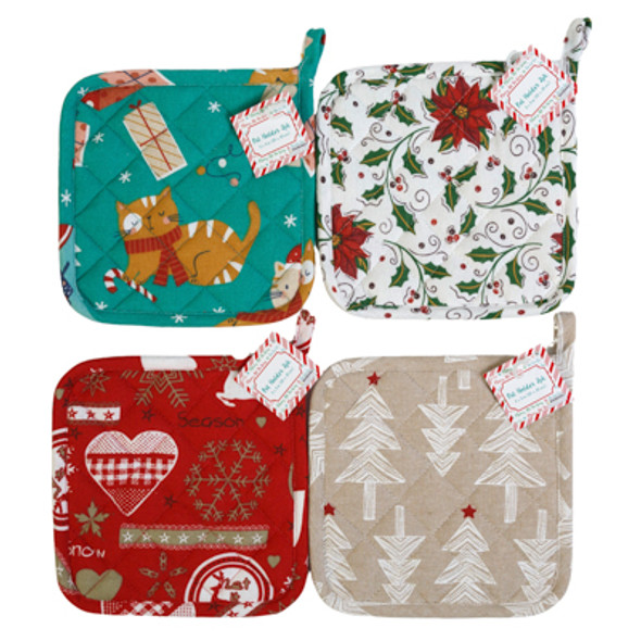 POTHOLDER 2PK CHRISTMAS 4 AST 8IN HT/ JHOOK