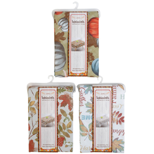 TABLECOVER HARVEST PEVA FLANNELBACK 85GSM / 52X70IN 3 ASST SLEEVECARD/HANGER TABLECOVER HARVEST PEVA FLANNELBACK 85GSM / 52X70IN 3 ASST SLEEVECARD/HANGER