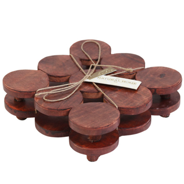 TRIVETS 2PC SET CIRCLES MODERN WOOD (13.00)