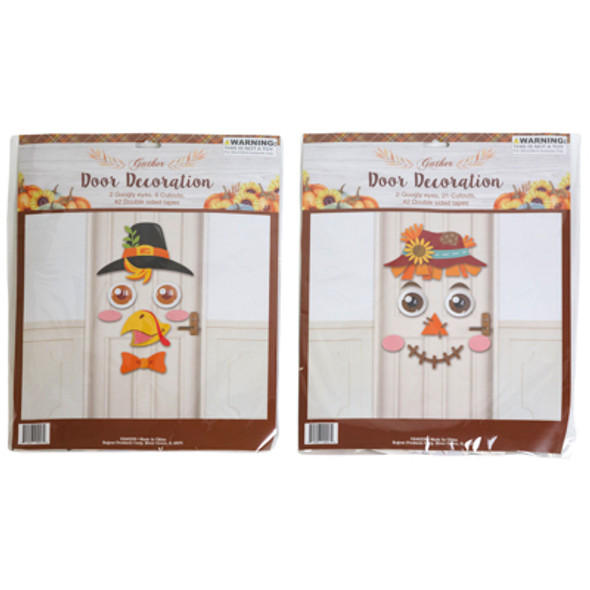 DOOR DECOR KIT HARVEST PAPER CUTOUTS 2 ASST FIGURES W/ JUMBO PLASTIC GOOGLY EYES PB/INS