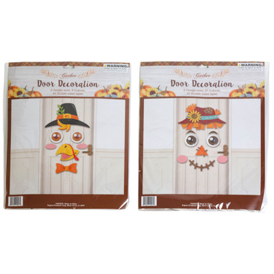 DOOR DECOR KIT HARVEST PAPER CUTOUTS 2 ASST FIGURES W/ JUMBO PLASTIC GOOGLY EYES PB/INS