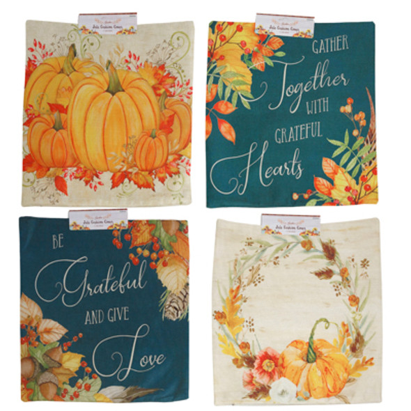 PILLOW COVER HARVEST JUTE 17.75IN AST PATTERNS / HARV HEADER PILLOW COVER HARVEST JUTE 17.75IN AST PATTERNS / HARV HEADER