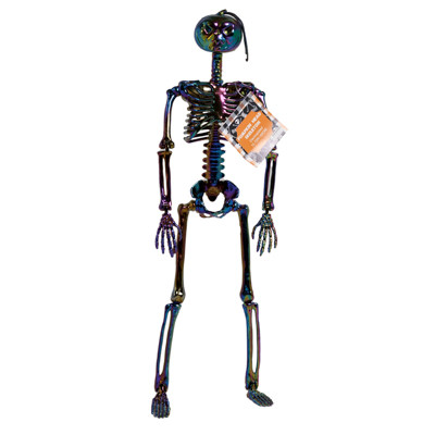 SKELETON PUMPKIN HEAD ELECTROPLATED 15.75IN H HLWN / HT