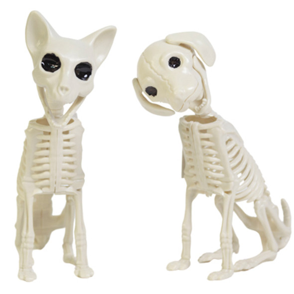 ANIMAL SKELETON SITTING DOG 7.2IN / SITTING KITTY 8.2IN HLWN HT ANIMAL SKELETON SITTING DOG 7.2IN / SITTING KITTY 8.2IN HLWN HT