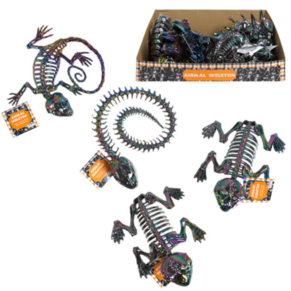ANIMAL SKELETON ELECTROPLATED 3ASST GECKO/ SNAKE/ FROG IN 24PC PDQ