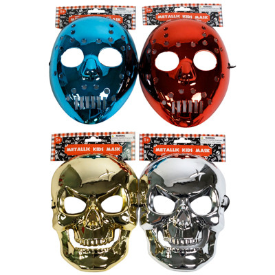 MASK KIDS SHINY METALLIC SILVER/GOLD SKULL & RED/BLUE HOCKEY STYLES/ HDR