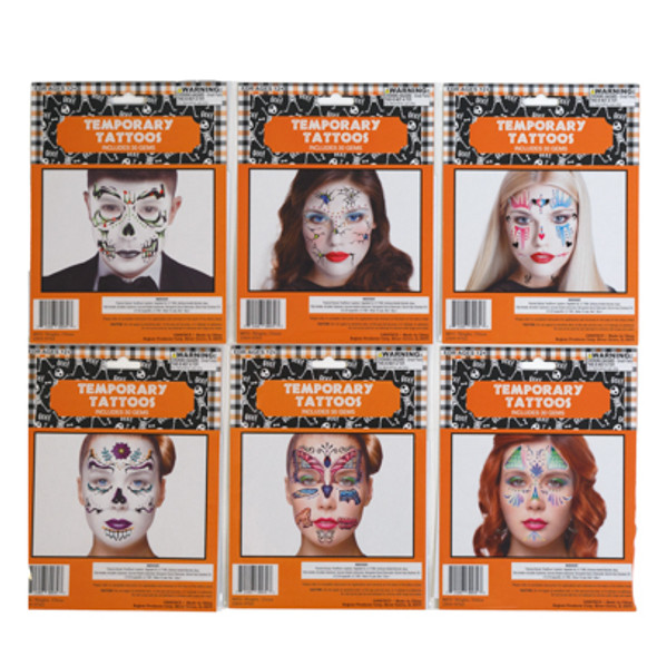 FACE ART METALLIC TEMPORARY TATTOO W/ 30PC GEMS 6 ASST 24PC PRELOADED MDSG STRIP/ PBSLV FACE ART METALLIC TEMPORARY TATTOO W/ 30PC GEMS 6 ASST 24PC PRELOADED MDSG STRIP/ PBSLV