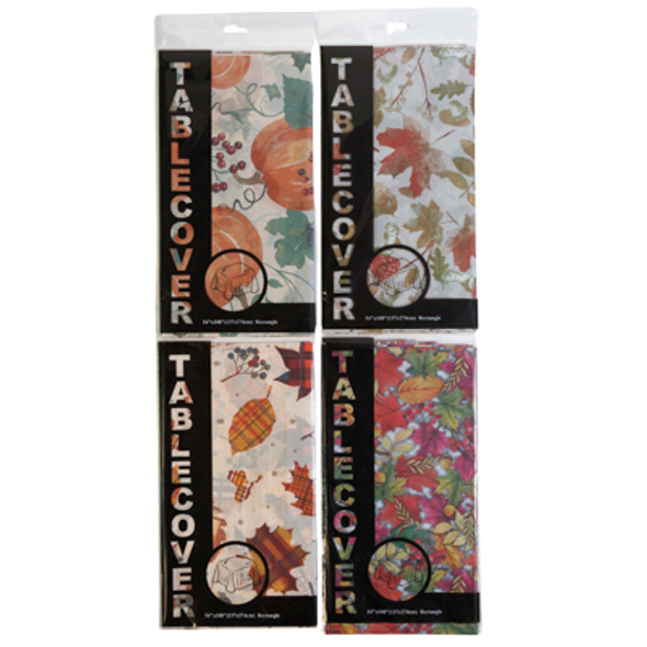 TABLECOVER HARVEST 54 X 108 30GSM PE 4 ASST FULL PRINT PEGBL PRTD PB