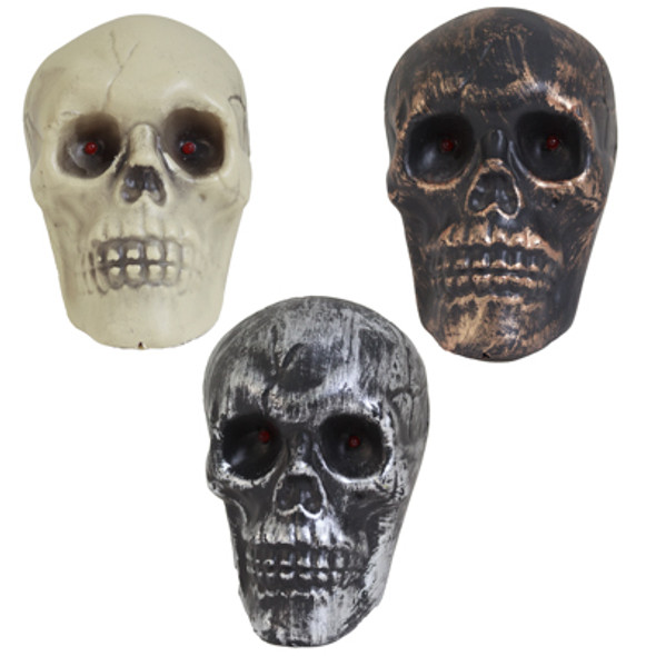 SKULL LIGHTUP 5IN 3XLR44 BATT INC NATURAL/ GOLD/ SILVER/ PLST SKULL LIGHTUP 5IN 3XLR44 BATT INC NATURAL/ GOLD/ SILVER/ PLST