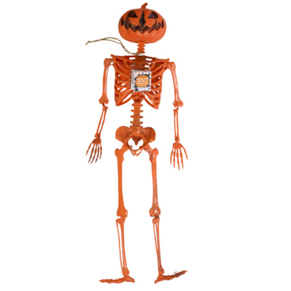 SKELETON W/ PUMPKIN HEAD ORANGE 36IN LIGHTUP 3 XLR44 BATT INC / HT