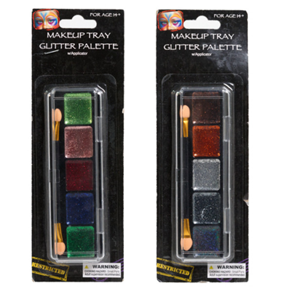 MAKEUP TRAY 5 CLR GLITTER PALETTE 2/ APPLICATOR HLWN/ BLISTER