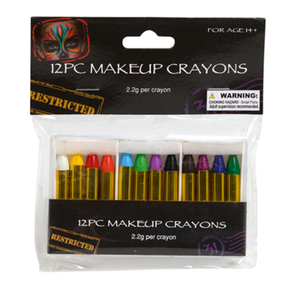 MAKEUP CRAYON STICKS 12 COLORS 2.2G/EA 2.16IN L HLWN/ PBH MAKEUP CRAYON STICKS 12 COLORS 2.2G/EA 2.16IN L HLWN/ PBH