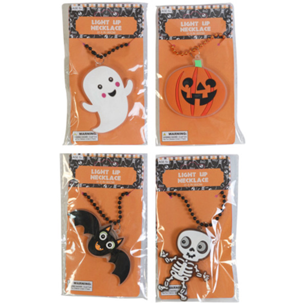 NECKLACE HALLOWEEN LED PENDANT ON BEAD CHAIN 4 ASST ON 12PC DISP STRIP NECKLACE HALLOWEEN LED PENDANT ON BEAD CHAIN 4 ASST ON 12PC DISP STRIP