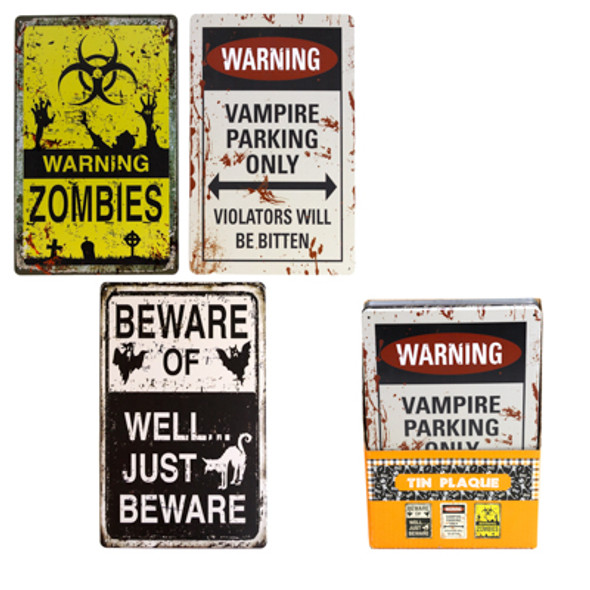 WALL PLAQUE TIN HALLOWEEN PRINTED DECOR 3 AST 11.8 X 7.87IN /24PC PDQ / LABEL WALL PLAQUE TIN HALLOWEEN PRINTED DECOR 3 AST 11.8 X 7.87IN /24PC PDQ / LABEL