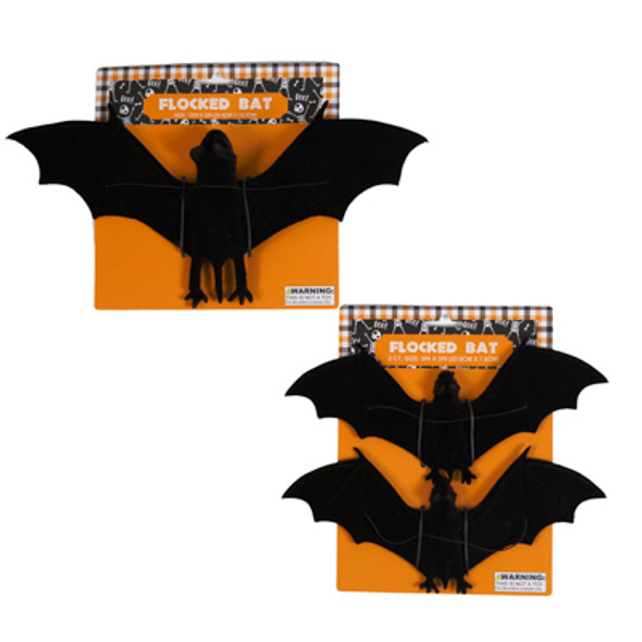 BAT FLOCKED BLACK SINGLE 12IN / 2PK 9IN HLWN TCD