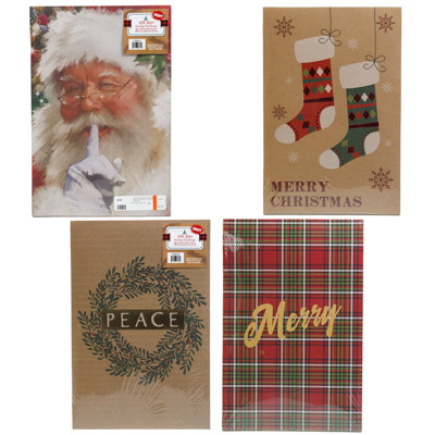 GIFT BOX CHRISTMAS 2PK SHIRT KRAFT 14.25 X 9.43 X 1.87 RANDOM ASSORTED