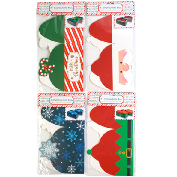 COOKIE BOX 2PK CHRISTMAS 4 AST DESIGNS W/ BUILT IN BOW XMAS PBH 4.25W X 7INL X 2.75INH