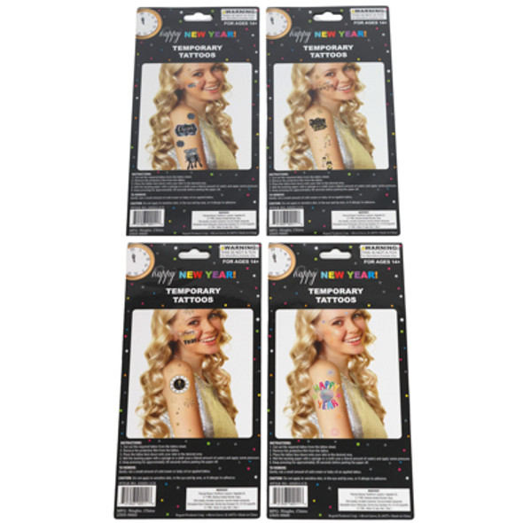 NEW YEAR TEMPORARY TATTOOS 4 AST / 24PC MDSG STRIP / PBSLV NEW YEAR TEMPORARY TATTOOS 4 AST / 24PC MDSG STRIP / PBSLV