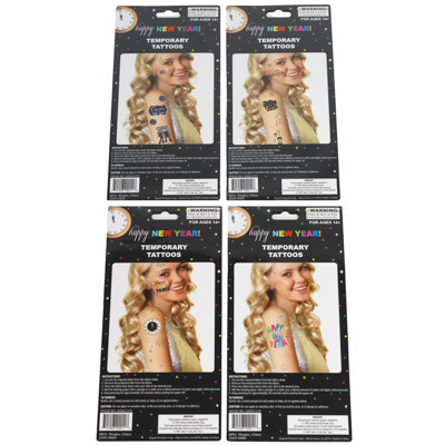 NEW YEAR TEMPORARY TATTOOS 4 AST / 24PC MDSG STRIP / PBSLV