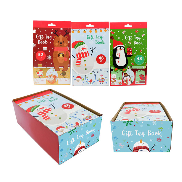 CHRISTMAS GIFT TAG BOOK 48PC/52PC 3AST/IN TRAY DISPLAY UPC