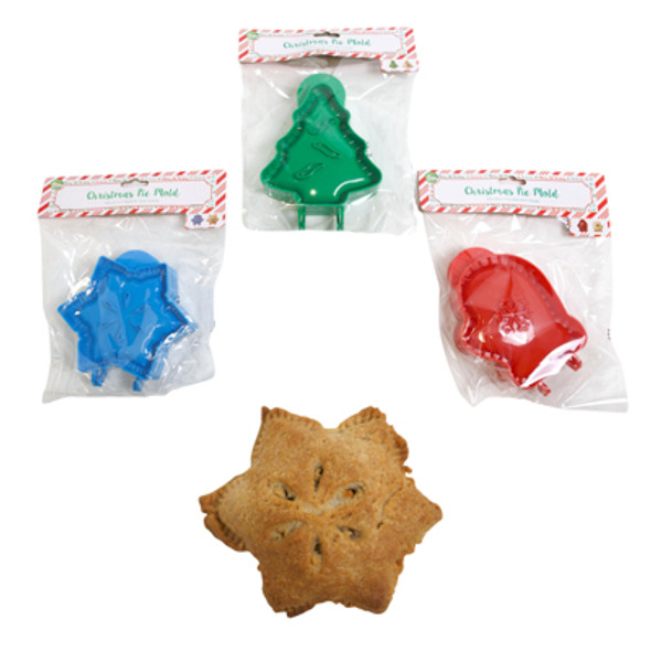 PIE MOLD CHRISTMAS 3 ASST STAR/ GLOVE/ TREE XMAS PBH