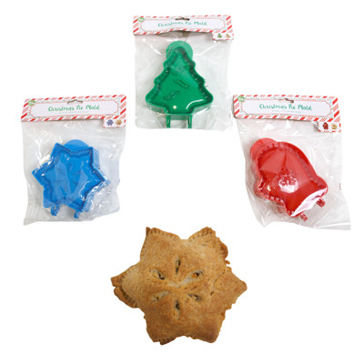 PIE MOLD CHRISTMAS 3 ASST STAR/ GLOVE/ TREE XMAS PBH