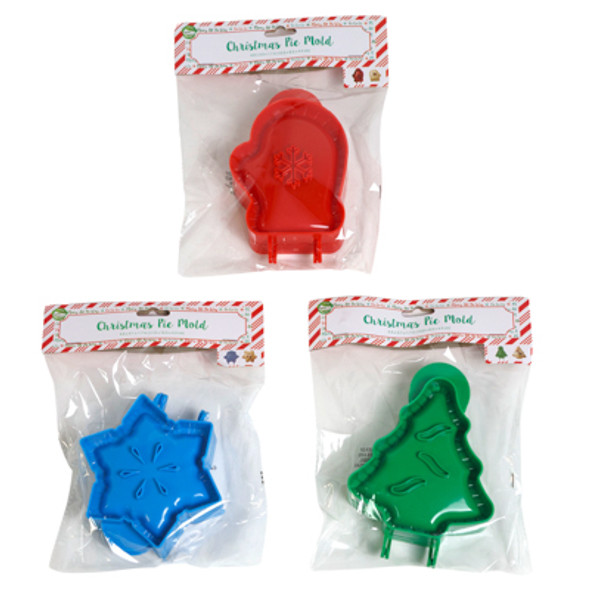 PIE MOLD CHRISTMAS 3 ASST STAR/ GLOVE/ TREE XMAS PBH
