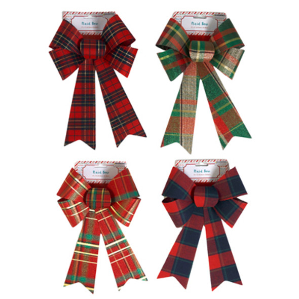 BOW CHRISTMAS PLAID 8 X 12 4 ASST XMAS TCD BOW CHRISTMAS PLAID 8 X 12 4 ASST XMAS TCD