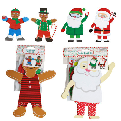 CRAFT KIT EVA DRESS-UP SANTA/ GINGERBREAD  2 ASST 11IN H FIGURE W/MULTIPLE OUTFITS/ACCESS