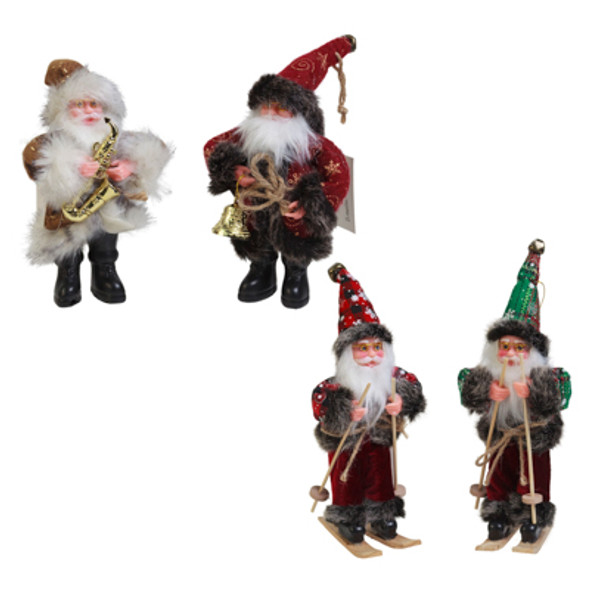 SANTA ORNAMENT/ TABLE DECOR 8/.75-9IN 4 ASST MDF COMPLY LABEL / HT