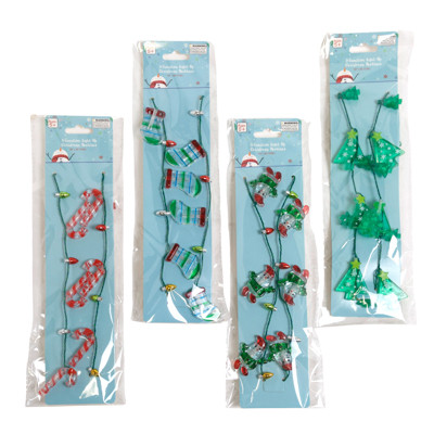 NECKLACE CHRISTMAS LIGHT-UP 8 LED TREE/ SANTA/CANE/STOCKING XMAS TCD/ PB