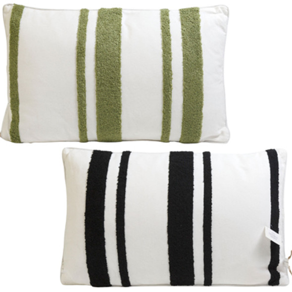 PILLOW 20X12 STRIPE REVERSIBLE GREEN/BLACK/WHITE (39.00) PILLOW 20X12 STRIPE REVERSIBLE GREEN/BLACK/WHITE (39.00)