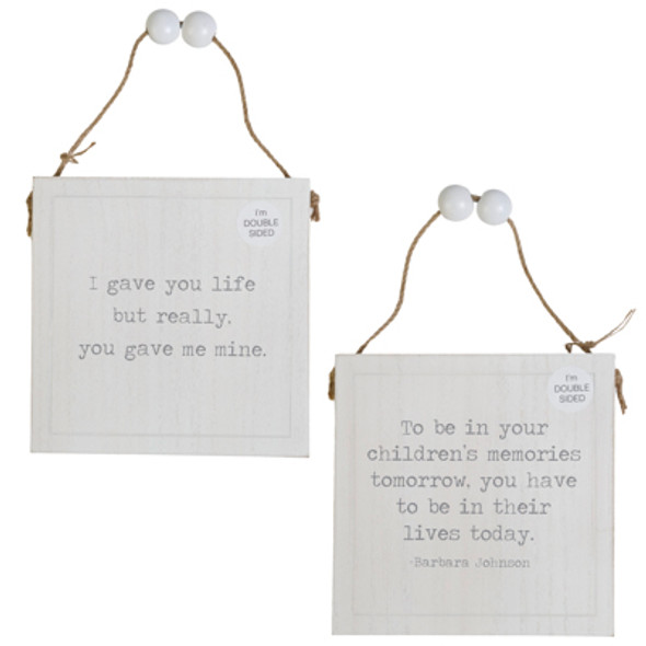 WALL ART 7X7X1.5 LIFE/MEMORIES REVERSIBLE WHITE/BLACK WOOD (6.00)