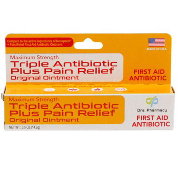 DRS PHARMACY TRIPLE ANTIBIOTIC PLUS PAIN OINTMENT 0.5OZ. DRS PHARMACY TRIPLE ANTIBIOTIC PLUS PAIN OINTMENT 0.5OZ.