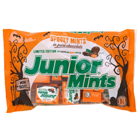 JUNIOR MINTS HALLOWEEN SNACK SIZE 10 OZ BAG IN PDQ
